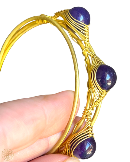 Set of three inset amethyst cuff bracelet - Sundara Joon
