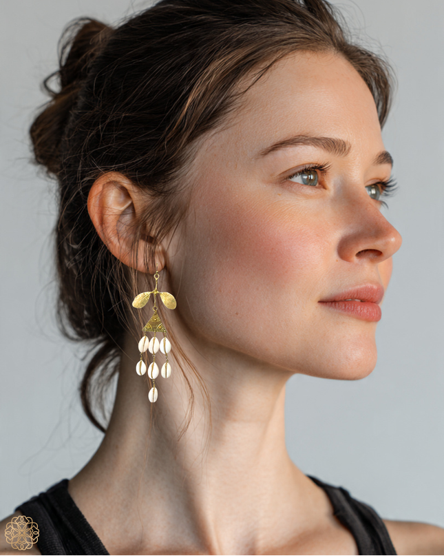 Cowrie shell drop earrings