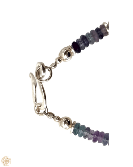 Fluorite and Amethyst Beaded Bracelet with Silver Accents - Sundara Joon