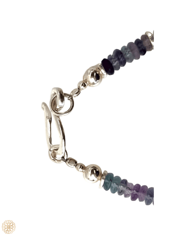 Fluorite and Amethyst Beaded Bracelet with Silver Accents - Sundara Joon