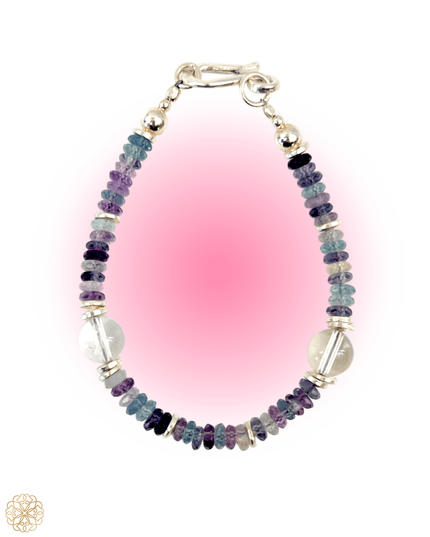 Fluorite and Amethyst Beaded Bracelet with Silver Accents - Sundara Joon