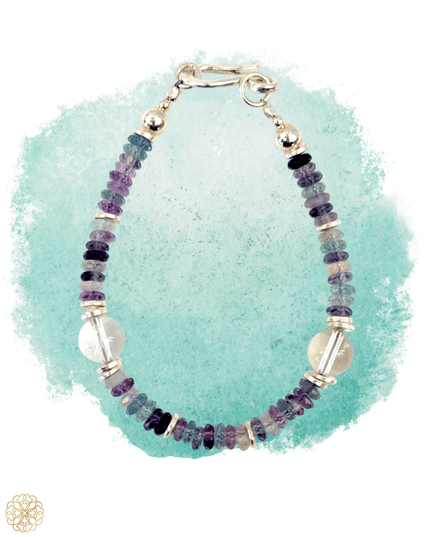 Fluorite and Amethyst Beaded Bracelet with Silver Accents - Sundara Joon