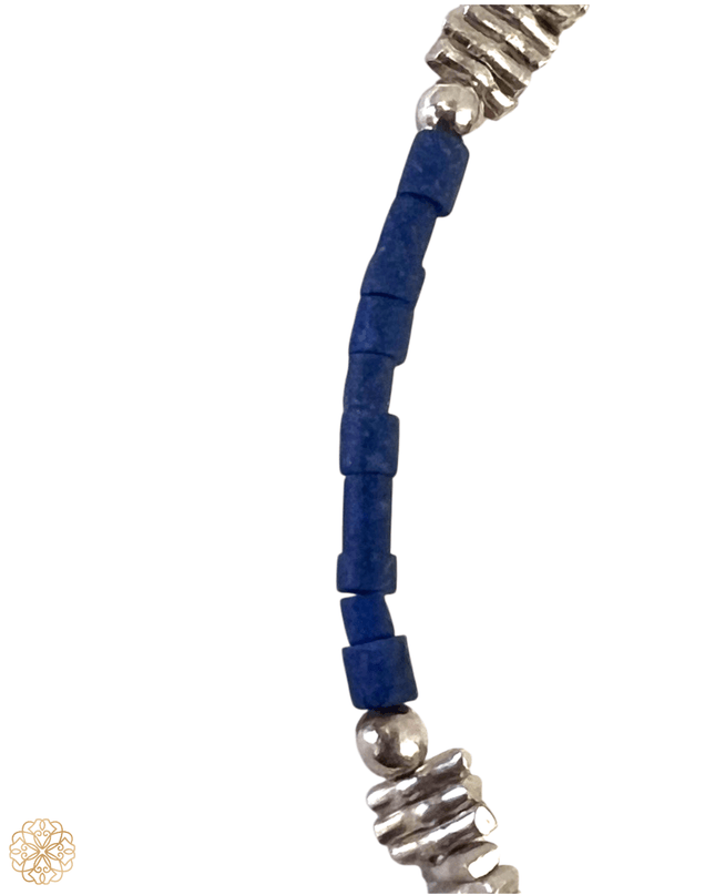 Silver and Lapis Lazuli Beaded Bracelet - Sundara Joon