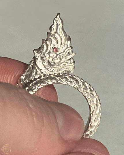 Silver coiled dragon ring one of a kind and lovingly handcrafted