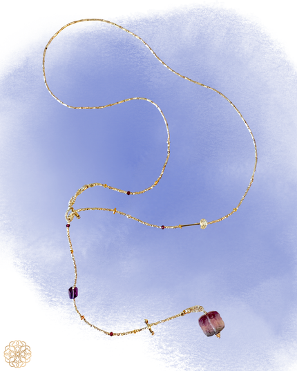 Fluorite & Silver Lariat Necklace | Unique Necklace | Sundara Joon