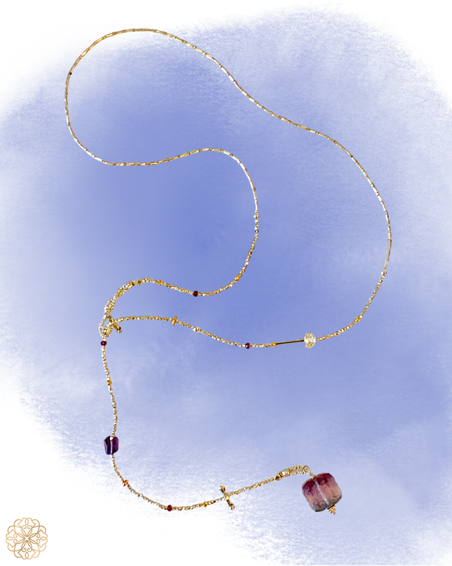 Fluorite & Silver Lariat Necklace | Unique Necklace | Sundara Joon