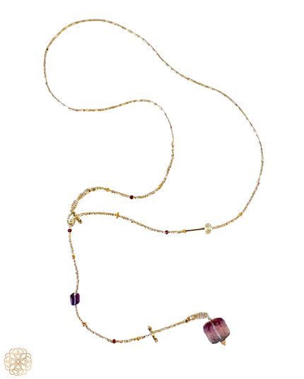 Fluorite & Silver Lariat Necklace | Unique Necklace | Sundara Joon