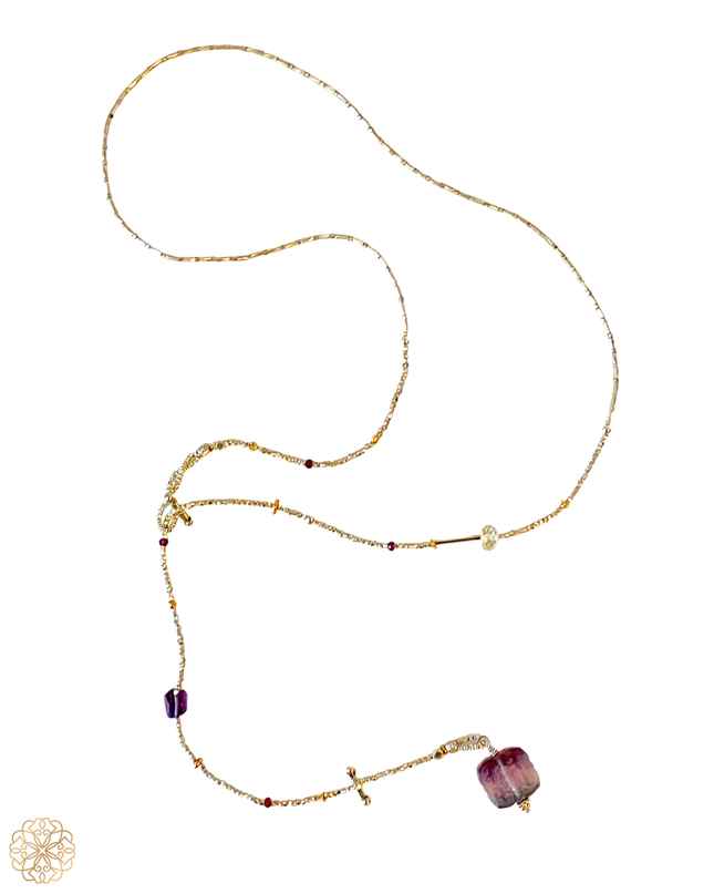 Fluorite & Silver Lariat Necklace | Unique Necklace | Sundara Joon