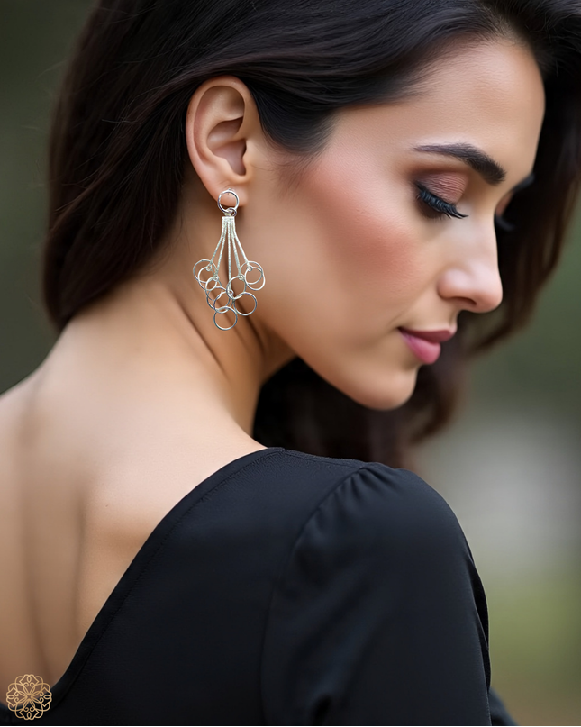 Cascading hoops silver drop earring for a modern look - Sundara Joon