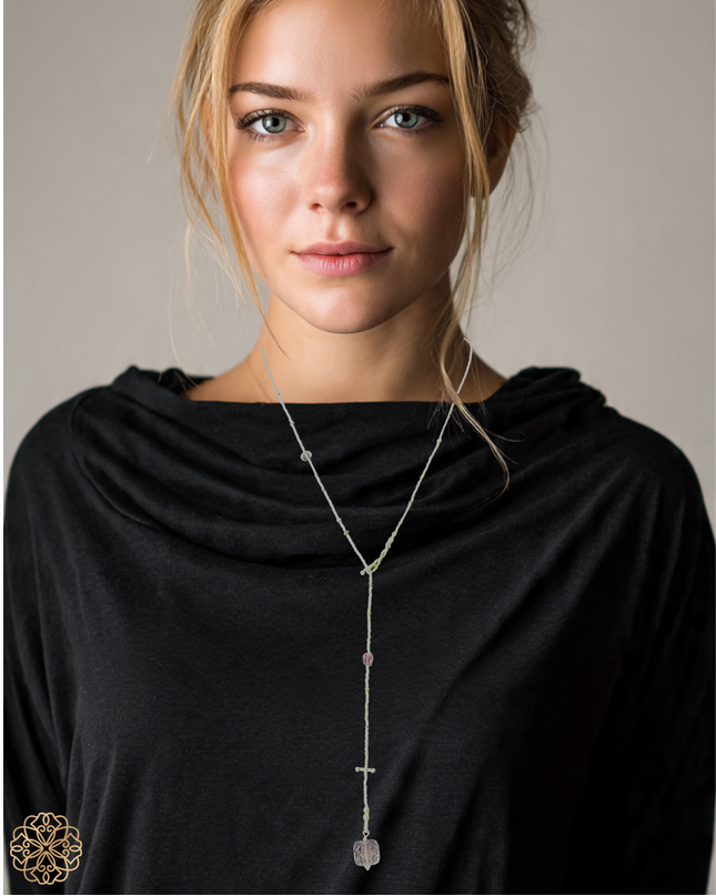 Fluorite & Silver Lariat Necklace | Unique Necklace | Sundara Joon