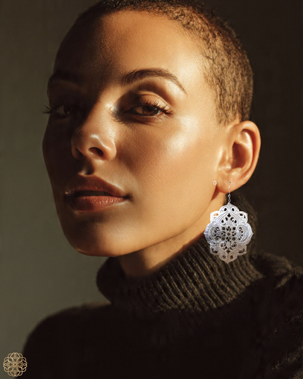 Floral filigree inspired dangling metal earrings - Sundara Joon