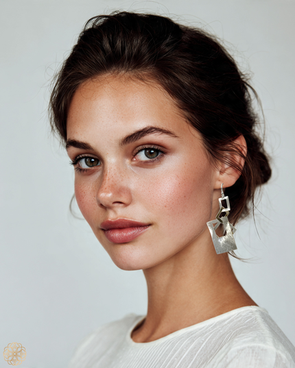 Linking rectangle silver drop statement earring   - Sundara Joon