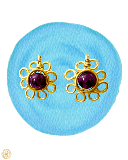 Simple delicate flower earrings with pink gemstones - Sundara Joon