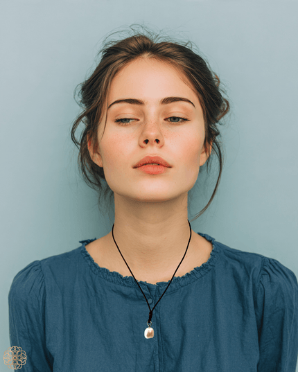 Simple double pearl necklace with a leather strap - Sundara Joon