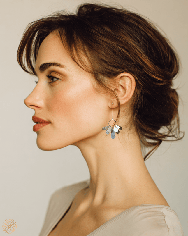 Simple silver modern drop earring with "petals" - Sundara Joon