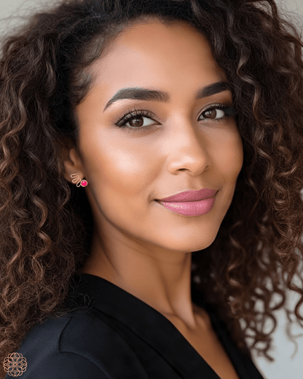 Simple swirl with pink gemstone earrings - Sundara Joon