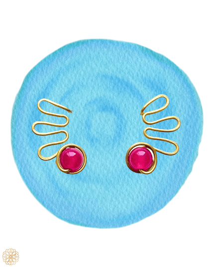 Simple swirl with pink gemstone earrings - Sundara Joon