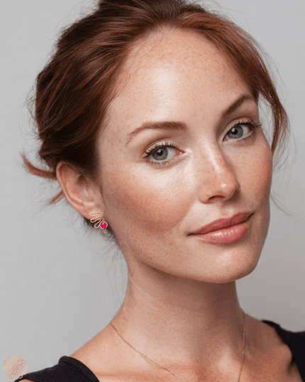 Simple swirl with pink gemstone earrings - Sundara Joon