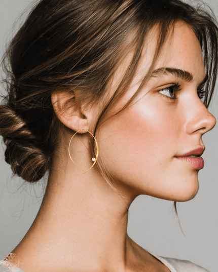 Slender hoop earrings with crystal - Sundara Joon