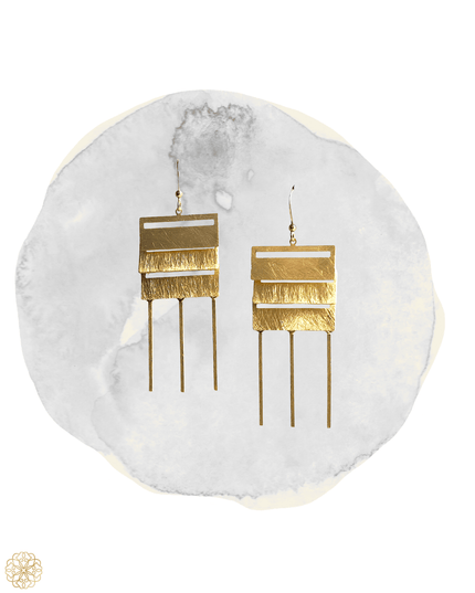 Square drop earrings with tassels - Sundara Joon