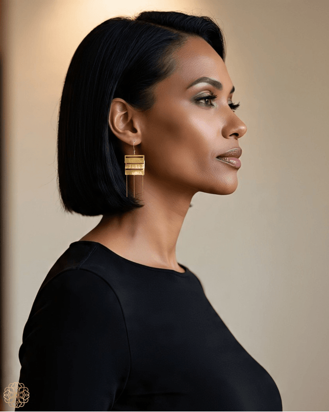 Square drop earrings with tassels - Sundara Joon