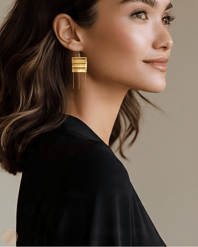 Square drop earrings with tassels - Sundara Joon