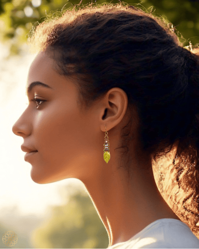 Striking colorful leaves drop earrings - Sundara Joon