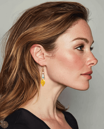 Striking colorful leaves drop earrings - Sundara Joon