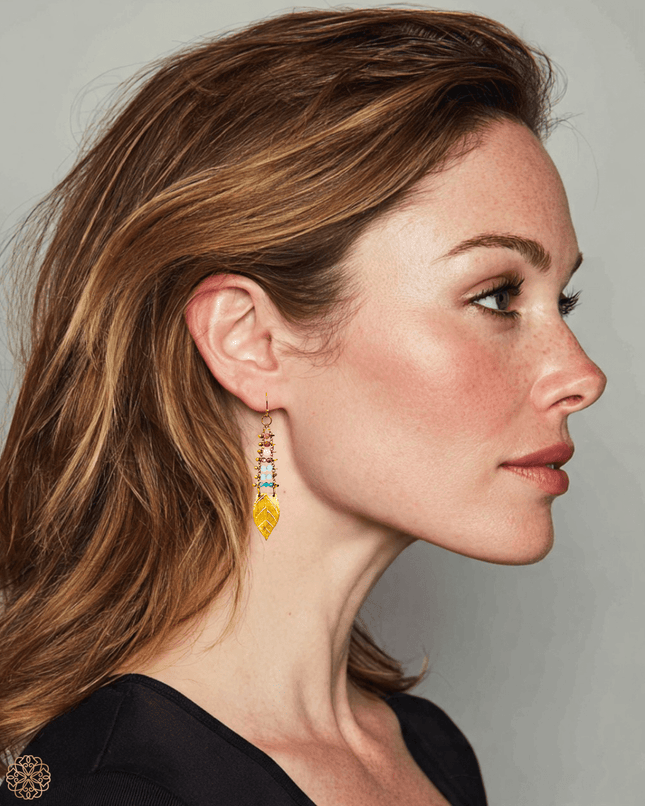 Striking colorful leaves drop earrings - Sundara Joon