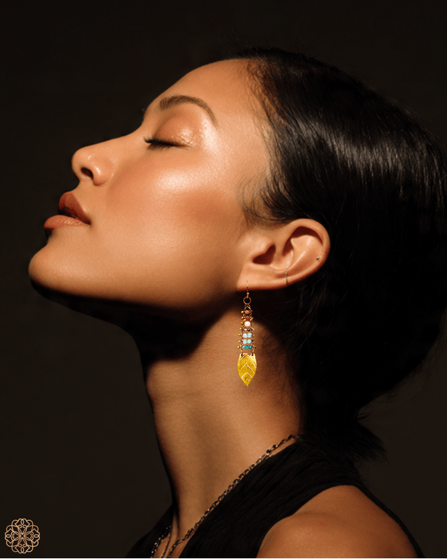 Striking colorful leaves drop earrings - Sundara Joon