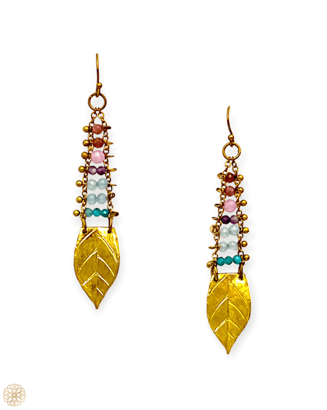 Striking colorful leaves drop earrings - Sundara Joon