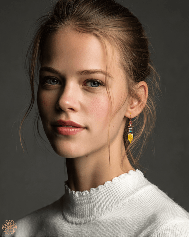 Striking colorful leaves drop earrings - Sundara Joon