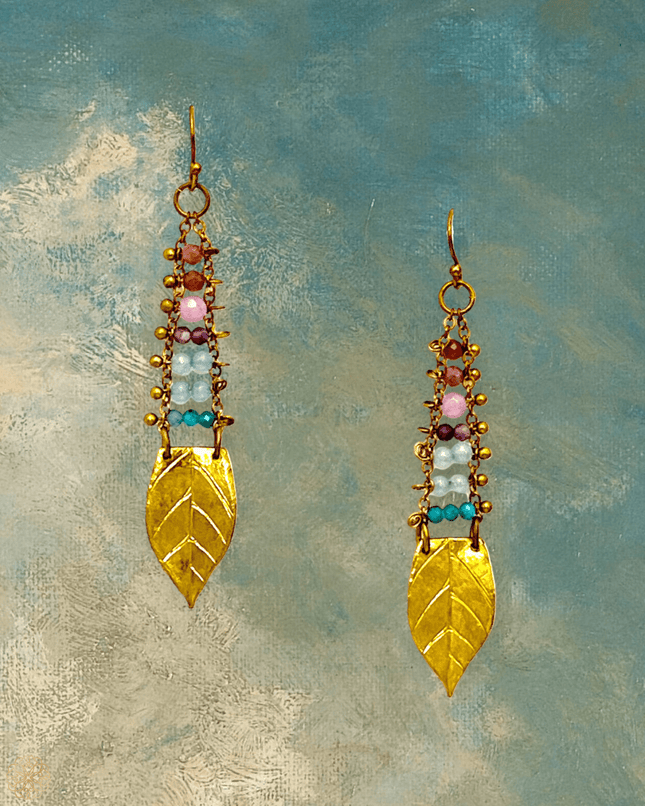 Striking colorful leaves drop earrings - Sundara Joon