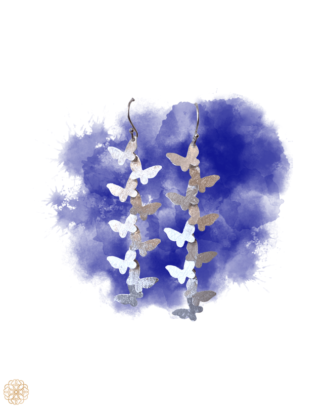 String of butterflies silver drop earring - Sundara Joon