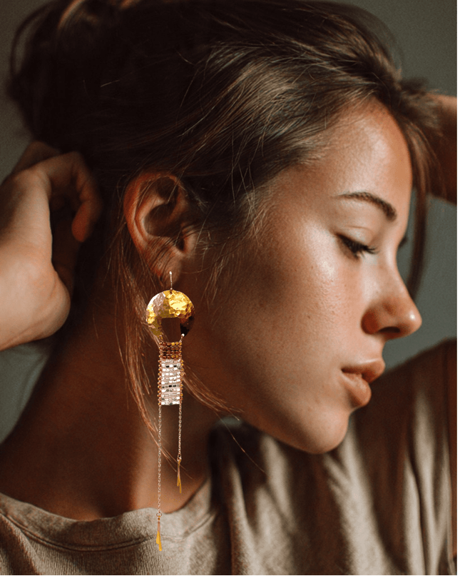 Studio 54 inspired beaded statement earrings - Sundara Joon