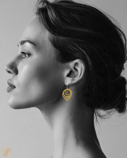 Tear shaped gemstone woven drop earrings - Sundara Joon