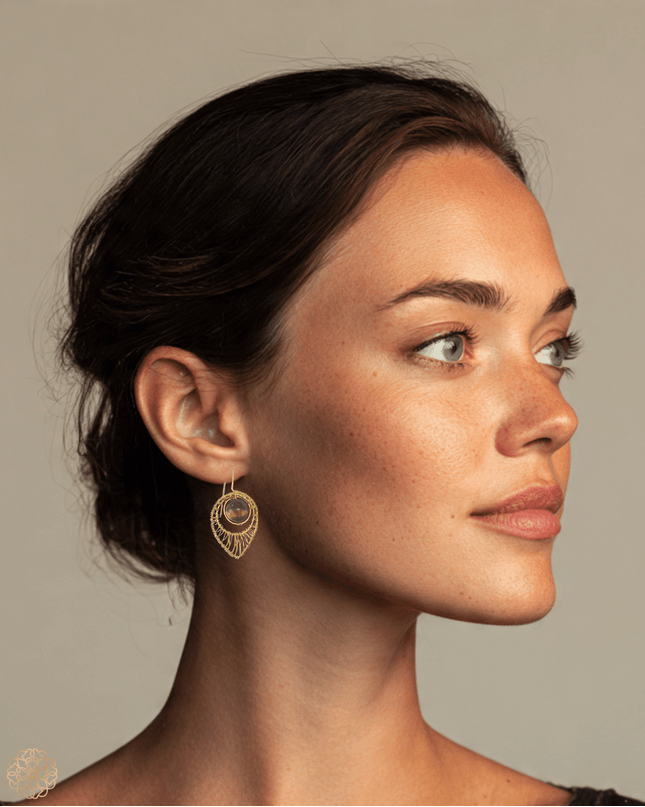 Tear shaped gemstone woven drop earrings - Sundara Joon