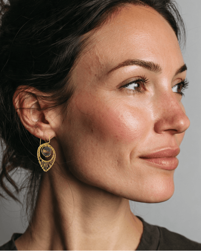 Tear shaped woven gemstone drop earrings - Sundara Joon