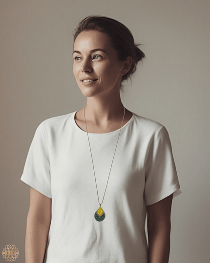Teardrop beaded pendant necklace on a chain - Sundara Joon