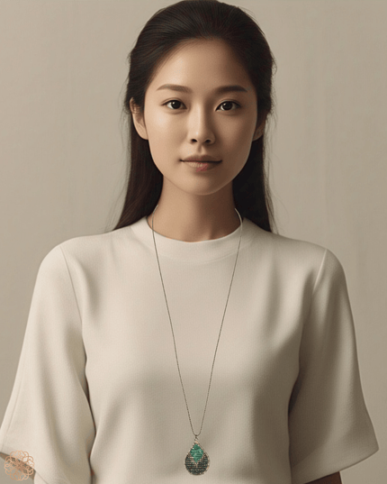 Teardrop beaded pendant necklace on a chain - Sundara Joon