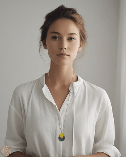 Teardrop beaded pendant necklace on a chain - Sundara Joon