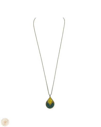 Teardrop beaded pendant necklace on a chain - Sundara Joon