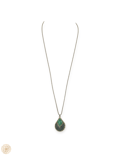 Teardrop beaded pendant necklace on a chain - Sundara Joon