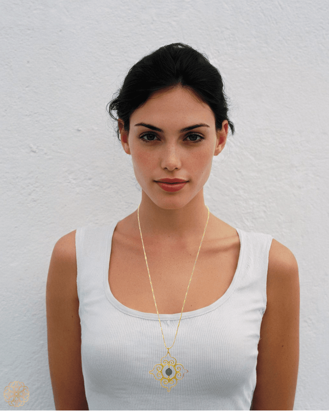 Thai design inspired green chalcedony pendant necklace - Sundara Joon