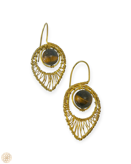 Tear shaped gemstone woven drop earrings - Sundara Joon