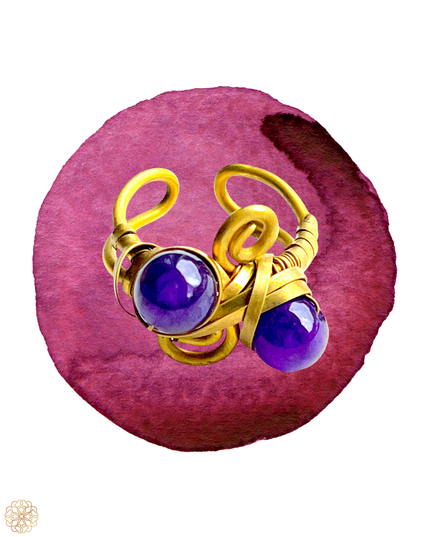 Tribal designed ring with blue/purple gemstones - Sundara Joon
