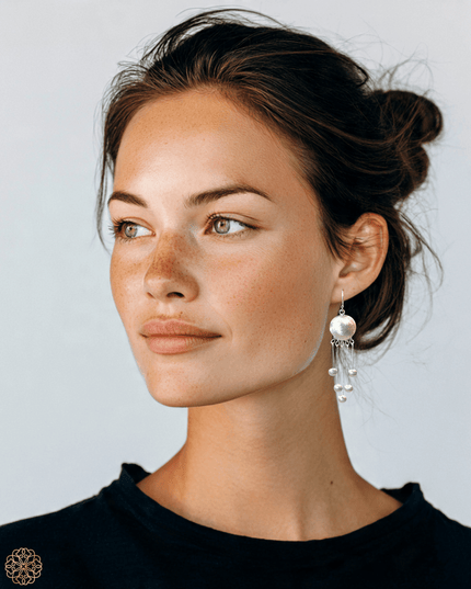 Tribal inspired silver drop earrings - Sundara Joon