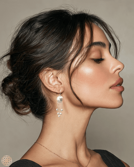 Tribal inspired silver drop earrings - Sundara Joon