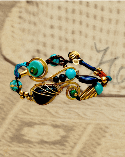 Tribal lapis lazuli and turquoise beaded bracelet - Sundara Joon