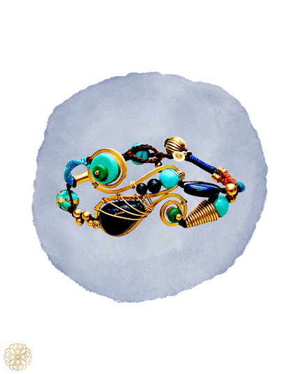 Tribal lapis lazuli and turquoise beaded bracelet - Sundara Joon